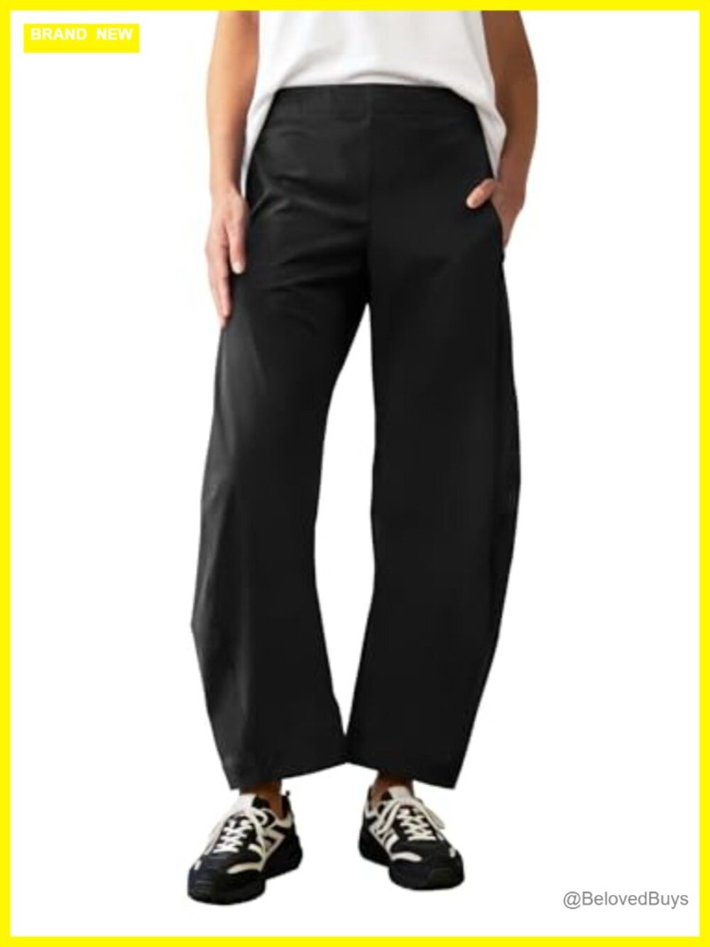 Women's Barrel Pants Elastic High Waist Tapered Leg Travel Hiking Ankle Pants